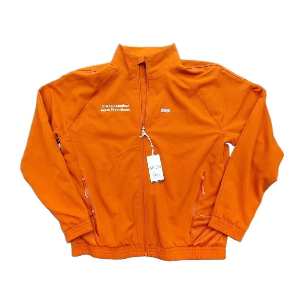 New Figs Men's Cobaki Scrub Jacket Size Large Orange Embroidered Fast Shipping